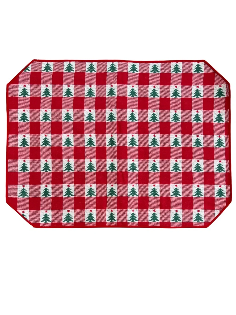VTG NIP Chadwick's of Boston Christmas Tree Gingham 24 Pc - Set 12 Napkin 12 Mat